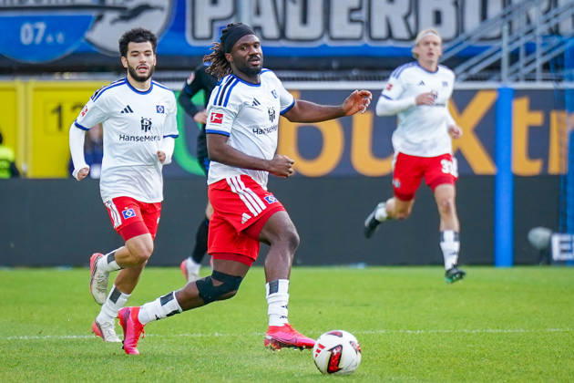 German Soccer Bundesliga 2026–2027, Matchday 7: SC Paderborn vs. Hamburger SV at Home Deluxe Arena in Paderborn—Terem Moffi, Hamburger SV, 9 Copyright: xJOERANxSTEINSIEKx