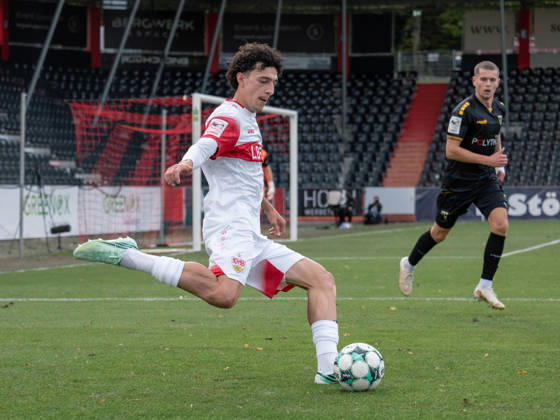 Ameen Al Dakhil, VfB Stuttgart II, 02 on the Ball GER, Soccer, VfB Stuttgart II vs. Alemannia Aachen, 3rd Division, Matchday 11, Aspach, 2026–2027 Season, October 24, 2026 GER, Soccer, VfB Stuttgart II vs. Alemannia Aachen, 3rd Division, Matchday 11, Aspach, 2026–2027 season, October 24, 2026 Aspach Copyright: xCarstenxSchweringx EP_CSG