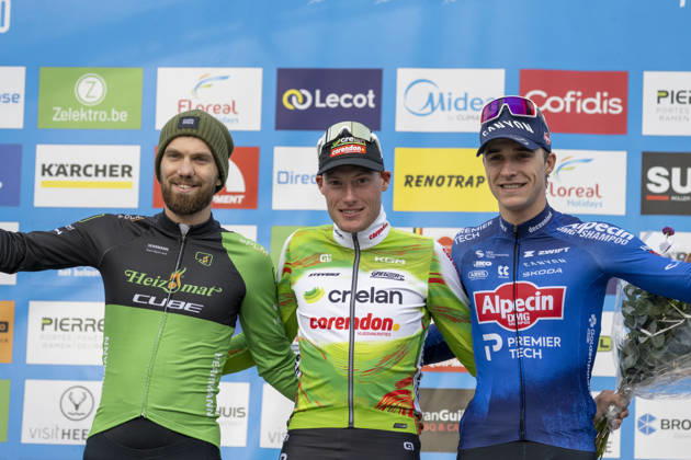 2026-10-24 - HG CROSS HEERDERSTRAND HEERDE, NETHERLANDS - OCTOBER 24: Niels VANDEPUTTE (BEL), Joris Nieuwenhuis (NED), Joran Wyseure (BEL) during the HG CROSS HEERDERSTRAND at the Heerderstrand on October 24, 2026 in Heerde, Netherlands Heerde Heerderstrand Netherlands Content not available for redistribution in The Netherlands directly or indirectly through any third parties. Copyright: xEdwinxBlaauwbroekx