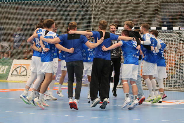 October 24, 2026 Men s Handball 2026–2027, Handball Bundesliga, Matchday 9: Dessau Roßlauer HV 06 vs. SC DHfK Leipzig at Anhalt Arena, Dessau. Great jubilation at the DRHV after the derby victory. Dessau Roßlau, Saxony-AnhaltGermany