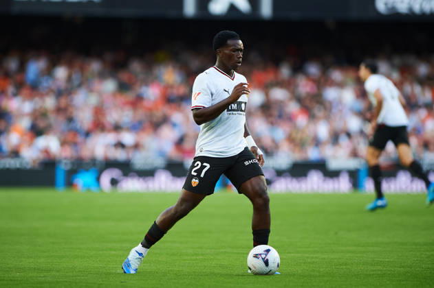 David Otorbi of Valencia CF during the LaLiga EA Sports match between Valencia CF and Villarreal CF at Mestalla on October 24, 2026, in Valencia, Spain