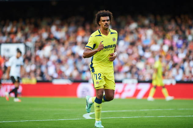 Renato Veiga of Villarreal CF during the LaLiga EA Sports match between Valencia CF and Villarreal CF at Mestalla on October 24, 2026, in Valencia, Spain