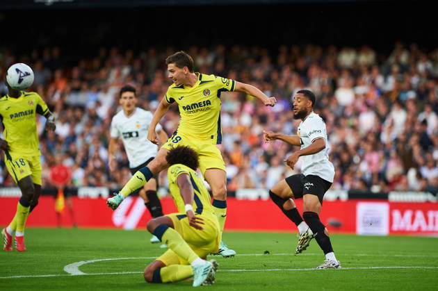 Juan Foyth of Villarreal CF during the LaLiga EA Sports match between Valencia CF and Villarreal CF at Mestalla on October 24, 2026, in Valencia, Spain
