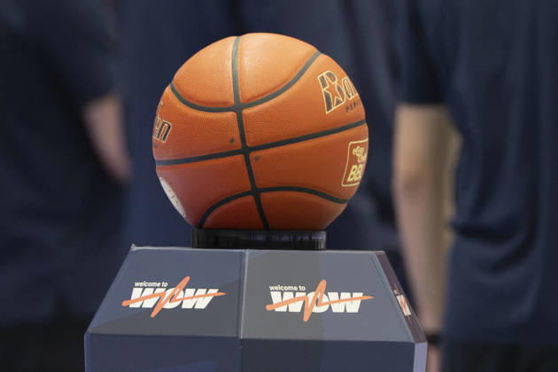 EasyCredit Basketball Bundesliga 2026–2027: Syntainics MBC vs. Rostock Seawolves, Weissenfels, Germany, October 24, 2026. Pictured: game ball, basketball feature, symbol, stock photo, characteristic, detail, Weissenfels Stadthalle, Weissenfels, Saxony-Anhalt, Germany