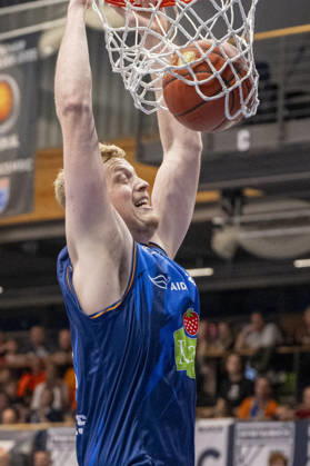 EasyCredit Basketball Bundesliga 2026–2027: Syntainics MBC vs. Rostock Seawolves, Weissenfels, Germany, October 24, 2026. Pictured: Bent Leuchten, Rostock, Weissenfels City Hall, Weissenfels, Saxony-Anhalt, Germany
