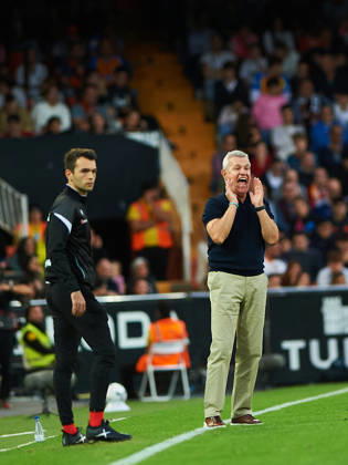 Valencia CF head coach Javier Aguirre during the LaLiga EA Sports match between Valencia CF and Villarreal CF at Mestalla on October 24, 2026, in Valencia, Spain