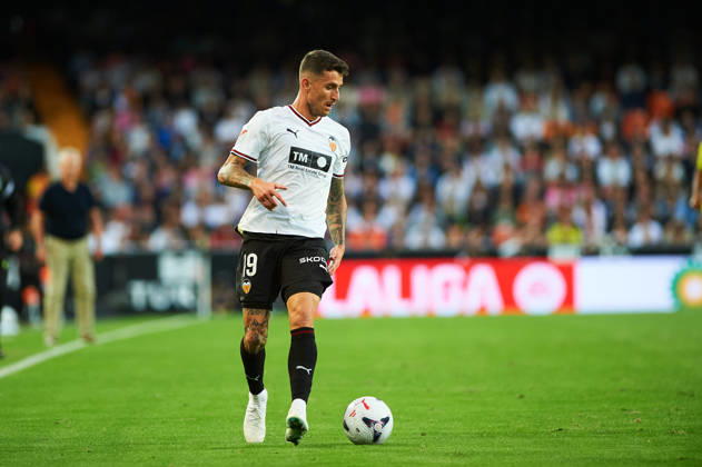 Dani Raba of Valencia CF during the LaLiga EA Sports match between Valencia CF and Villarreal CF at Mestalla on October 24, 2026, in Valencia, Spain