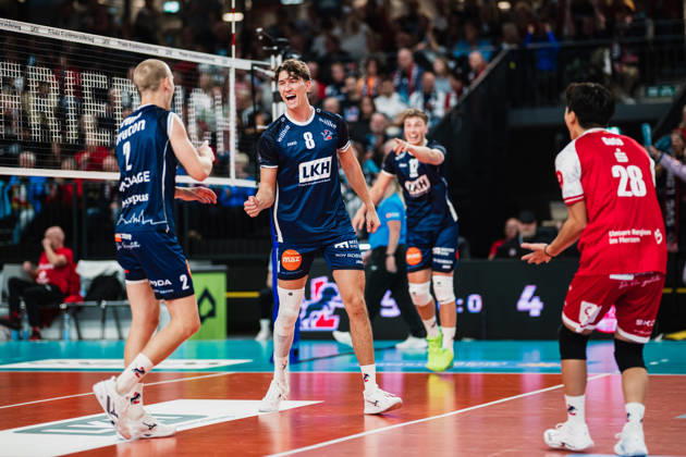 VBL SVG Lüneburg vs. SV Warnemünde, October 24, 2026 Cole Matthew Young 8, SVG Lüneburg celebrates Volleyball, Bundesliga, Matchday 2, SVG Lüneburg vs. SV Warnemünde on October 24, 2026, at the LKH Arena, Lüneburg Copyright: xBEAUTIFULxSPORTS Tonhäuserx