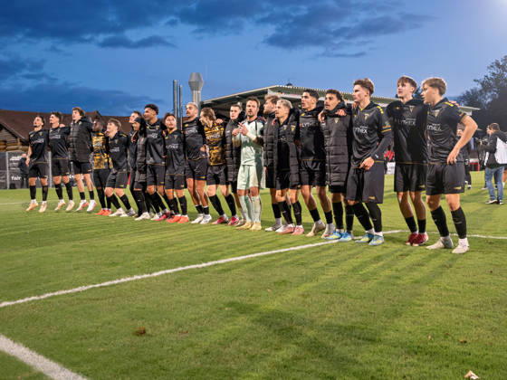 After the game, Alemannia Aachen thanks the spectators for their applause; fans, fan section, fan block, atmosphere, support, applause, gestures, support, GER, soccer, VfB Stuttgart II vs. Alemannia Aachen, 3rd Division, Matchday 11, Aspach, 2026–2027 season, October 24, 2026 GER, soccer, VfB Stuttgart II vs. Alemannia Aachen, 3rd Division, Matchday 11, Aspach, 2026–2027 season, October 24, 2026 Aspach Copyright: xCarstenxSchweringx EP_CSG