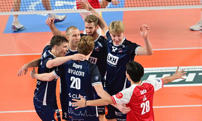 October 24, 2026, Germany, Volleyball, Men s, 1st Division, Matchday 2, 2026–2027 Season, Lüneburg, SVG Lüneburg vs. SV Warnemünde; the Lüneburg team celebrates; Lüneburg LKH Arena, Lower Saxony, Germany Copyright: xnordphotoxGmbH xWitkex
