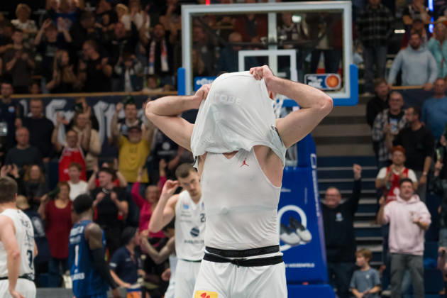 Jure Planinic MBC, 44 after missed free throws, Syntainics MBC vs. Rostock Seawolves, BBL, Men s Basketball 1st Bundesliga, Matchday 6 of the 2026–27 season, October 24, 2026, Weißenfels Stadthalle, Saxony-Anhalt, Germany