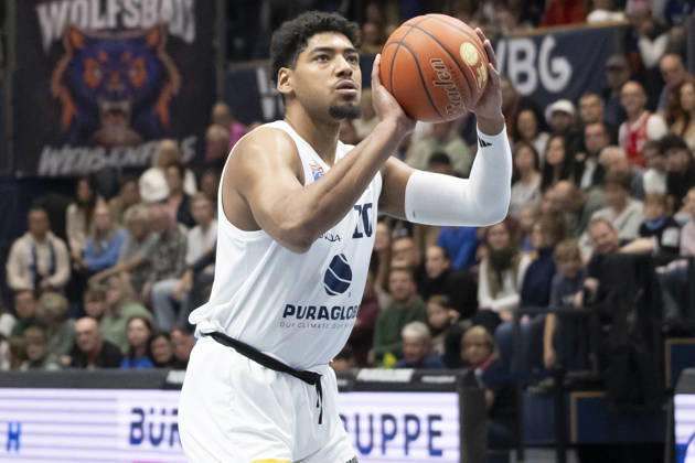 EasyCredit Basketball Bundesliga 2026–2027: Syntainics MBC vs. Rostock Seawolves, Weissenfels, Germany, October 24, 2026. Pictured: Kostja Mushidi of Weissenfels with the ball, Weissenfels Stadthalle, Weissenfels, Saxony-Anhalt, Germany
