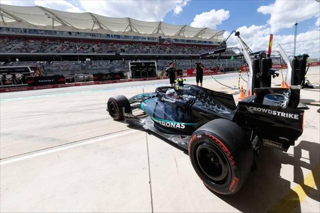 RECORD DATE NOT STATED 24th October 2026; Circuit of the Americas, Austin, United States; Formula 1, United States Grand Prix, Qualifying Day; Andrea Kimi Antonelli (12) of Italy and Mercedes-AMG PETRONAS Formula One Team exits the garage during FP3 BobxKupbens