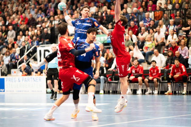 Mex Raguse of HBW Balingen Weilstetten, No. 6, taking a shot, HBW Balingen Weilstetten vs. MT Melsungen (GER), Opel 1 Handball Bundesliga, Championship, Matchday 10, 2026–2027 Season, October 24, 2026, Eibner Press Photo: Andreas Ulmer, HBW Balingen Weilstetten vs. MT Melsungen GER, Opel 1 Handball Bundesliga, Championship, Matchday 10, 2026–2027 Season, October 24, 2026, Balingen Copyright: xEibner-Pressefoto AndreasxUlmerx EP_AUR
