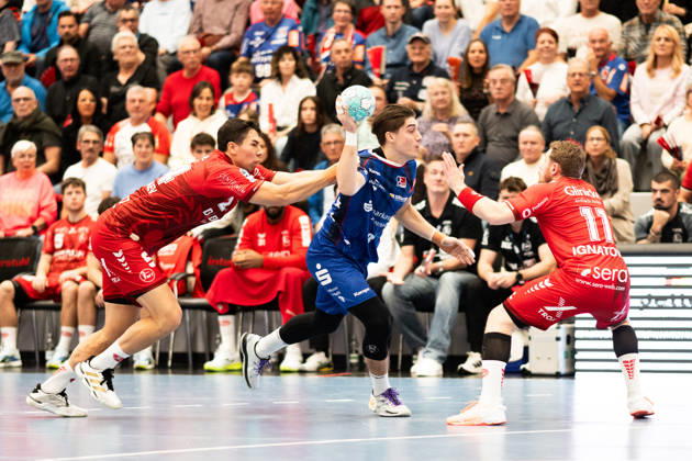 Magnus Grupe of HBW Balingen Weilstetten, No. 08, taking a shot, HBW Balingen Weilstetten vs. MT Melsungen (GER), Opel 1 Handball Bundesliga, Championship, Matchday 10, 2026–2027 season, October 24, 2026, Eibner Press Photo: Andreas Ulmer, HBW Balingen Weilstetten vs. MT Melsungen GER, Opel 1 Handball Bundesliga, Championship, Matchday 10, 2026–2027 season, October 24, 2026, Balingen Copyright: xEibner-Pressefoto AndreasxUlmerx EP_AUR
