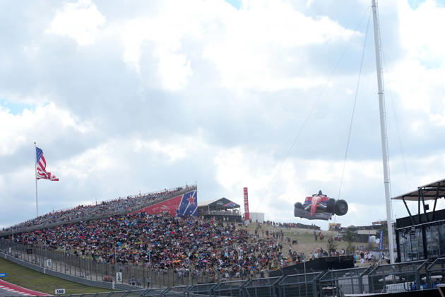 October 24, 2026, Circuit of The Americas, Austin, 2026 FORMULA 1 MSC CRUISES UNITED STATES GRAND PRIX, An inflatable Formula 1 car floating above the spectators. Photo by Hasan Bratic, DeFodi Images