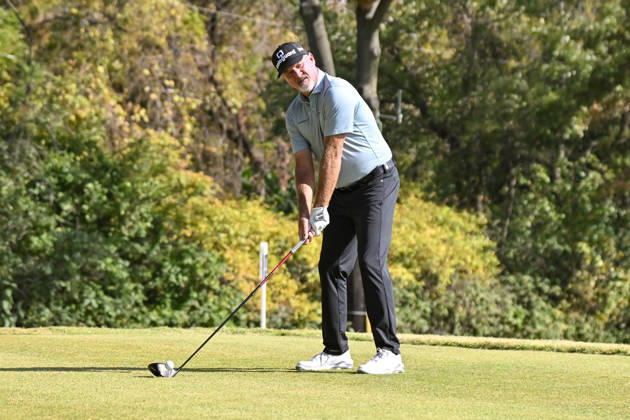 ST. LOUIS , MO - OCTOBER 24: Jerry Kelly of the United States lines up his tee shot on the fifth hole during the second round of the PGA, Golf Herren TOUR Champions Stifel Charity Classic on Saturday October 24th, 2026 at Norwood Hills Country Club in St. Louis, MO (Photo by Rick Ulreich Icon Sportswire) GOLF: OCT 24 PGA TOUR Champions Stifel Charity Classic EDITORIAL USE ONLY Icon3944208