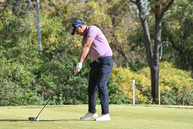 ST. LOUIS , MO - OCTOBER 24: Padraig Harrington of Ireland starts his the shot on the firth hole during the second round of the PGA, Golf Herren TOUR Champions Stifel Charity Classic on Saturday October 24th, 2026 at Norwood Hills Country Club in St. Louis, MO (Photo by Rick Ulreich Icon Sportswire) GOLF: OCT 24 PGA TOUR Champions Stifel Charity Classic EDITORIAL USE ONLY Icon3999214