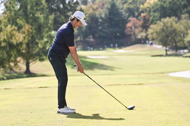 ST. LOUIS , MO - OCTOBER 24: Mark Hensby of Australia lines up his tee shot on the fifth hole during the second round of the PGA, Golf Herren TOUR Champions Stifel Charity Classic on Saturday October 24th, 2026 at Norwood Hills Country Club in St. Louis, MO (Photo by Rick Ulreich Icon Sportswire) GOLF: OCT 24 PGA TOUR Champions Stifel Charity Classic EDITORIAL USE ONLY Icon4302248
