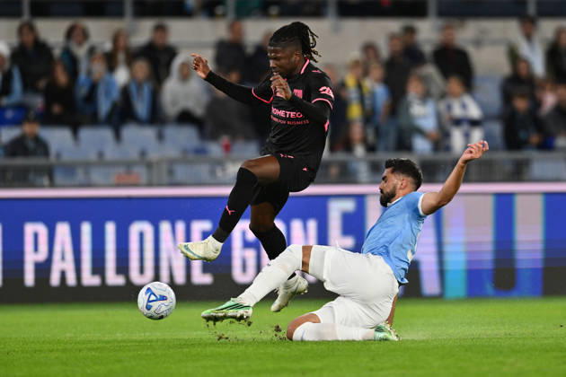 IPA90128616 - El Bilal Toure of Parma Calcio 1913 and Josip Sutalo of S.S. Lazio are in action during Matchday 8 of the Serie A Championship between S.S. Lazio and Parma Calcio 1913 at the Olympic Stadium on October 24, 2026, in Rome, Italy.  Copyright: xDomenicoxCippitelli IPAxSportx xx IPA90128616 IPA90128616