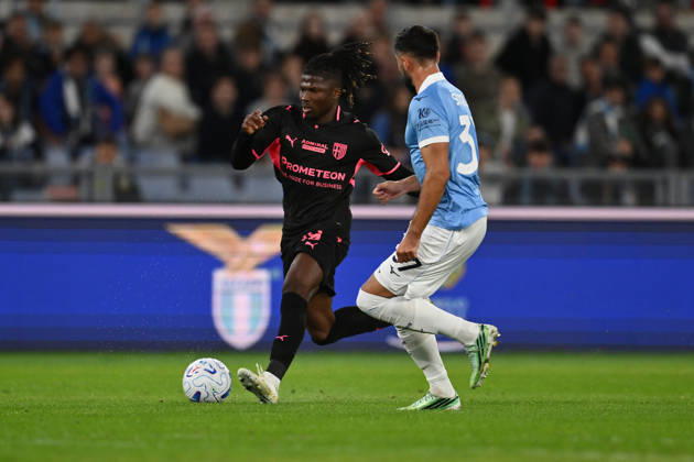 IPA90128630 - El Bilal Toure of Parma Calcio 1913 and Josip Sutalo of S.S. Lazio are in action during Matchday 8 of the Serie A Championship between S.S. Lazio and Parma Calcio 1913 at the Olympic Stadium on October 24, 2026, in Rome, Italy.  Copyright: xDomenicoxCippitelli IPAxSportx xx IPA90128630 IPA90128630