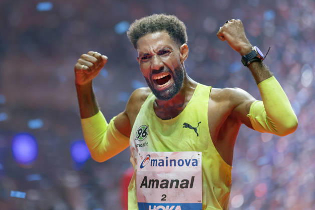 Mainova Frankfurt Marathon 2026: Amanal Petros of Germany Crosses the Finish Line in Second Place Mainova Frankfurt Marathon on October 25, 2026, in Frankfurt am Main, Frankfurt am Main, Hesse, Germany; Festhalle; Race Course