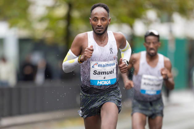 Mainova Frankfurt Marathon 2026: Samuel Fitwi Sibathu; Germany Finishes 7th at the Mainova Frankfurt Marathon on October 25, 2026, in Frankfurt am Main, Frankfurt am Main, Hesse, Germany; Festhalle; Race Course