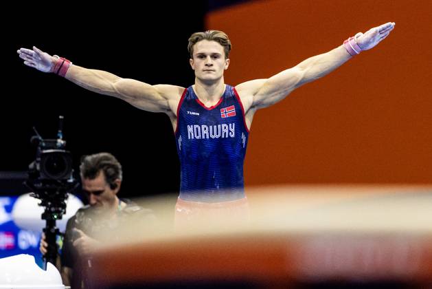 ROTTERDAM - Sebastian Sponevik (NOR) during the apparatus finals at the World Gymnastics Championships in Rotterdam Ahoy. IRIS VAN DEN BROEK ANP xVIxANPxSportx xxANPxIVx 573603061 originalFilename: 573603061.jpg