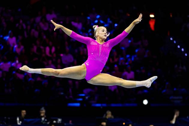 ROTTERDAM - Reese Esponda (USA) during the floor apparatus final at the World Gymnastics Championships in Rotterdam Ahoy. IRIS VAN DEN BROEK ANP xVIxANPxSportx xxANPxIVx 573621679 originalFilename: 573621679.jpg