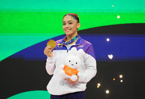Maiana Prat of France wins bronze in the floor exercise during the Artistic Gymnastics competition on Day 9 of the World Championships at Ahoy in Rotterdam, Netherlands, on October 25, 2026. DeFodi Images