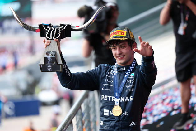 F1 - UNITED STATES GRAND PRIX 2026 KIMI ANTONELLI Andrea (ita), Mercedes AMG F1 Team W17, portrait podium during the 2026 Formula 1 United States Grand Prix, 18th round of the 2026 Formula One World Championship, WM, Weltmeisterschaft from October 23 to 25, 2026 on the Circuit of the America, in Austin, Texas, United States of America - AustinUnited States  Copyright: xEricxAlonsox