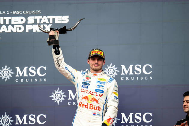 F1 - UNITED STATES GRAND PRIX 2026 VERSTAPPEN Max (nld), Red Bull Racing Ford RB22, portrait podium during the 2026 Formula 1 United States Grand Prix, 18th round of the 2026 Formula One World Championship, WM, Weltmeisterschaft from October 23 to 25, 2026 on the Circuit of the America, in Austin, Texas, United States of America - AustinUnited States  Copyright: xALBERTOxVIMERCATIx