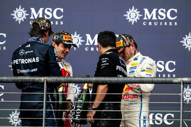 F1 - UNITED STATES GRAND PRIX 2026 KIMI ANTONELLI Andrea (ita), Mercedes AMG F1 Team W16, portrait LECLERC Charles (mco), Scuderia Ferrari SF-26, portrait VERSTAPPEN Max (nld), Red Bull Racing Ford RB22, portrait podium during the 2026 Formula 1 United States Grand Prix, 18th round of the 2026 Formula One World Championship, WM, Weltmeisterschaft from October 23 to 25, 2026 on the Circuit of the America, in Austin, Texas, United States of America - AustinUnited States Copyright: xALBERTOxVIMERCATIx