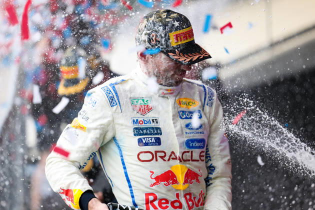 F1 - UNITED STATES GRAND PRIX 2026 VERSTAPPEN Max (nld), Red Bull Racing Ford RB22, portrait podium during the 2026 Formula 1 United States Grand Prix, 18th round of the 2026 Formula One World Championship, WM, Weltmeisterschaft from October 23 to 25, 2026 on the Circuit of the America, in Austin, Texas, United States of America - AustinUnited States  Copyright: xEricxAlonsox