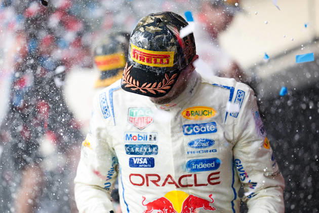 F1 - UNITED STATES GRAND PRIX 2026 VERSTAPPEN Max (nld), Red Bull Racing Ford RB22, portrait podium during the 2026 Formula 1 United States Grand Prix, 18th round of the 2026 Formula One World Championship, WM, Weltmeisterschaft from October 23 to 25, 2026 on the Circuit of the America, in Austin, Texas, United States of America - AustinUnited States  Copyright: xEricxAlonsox