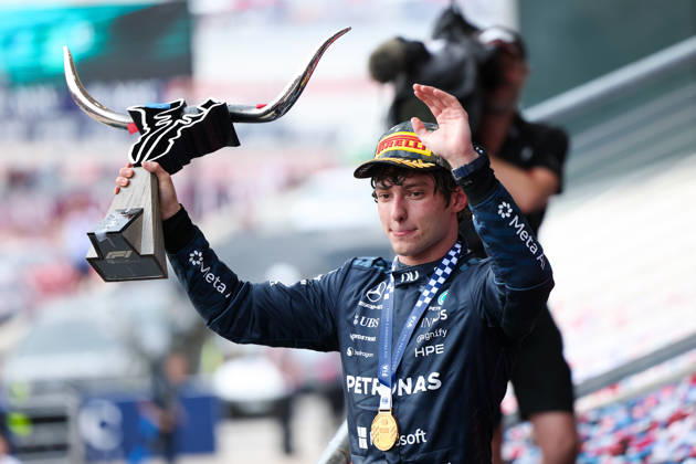 F1 - UNITED STATES GRAND PRIX 2026 KIMI ANTONELLI Andrea (ita), Mercedes AMG F1 Team W17, portrait podium during the 2026 Formula 1 United States Grand Prix, 18th round of the 2026 Formula One World Championship, WM, Weltmeisterschaft from October 23 to 25, 2026 on the Circuit of the America, in Austin, Texas, United States of America - AustinUnited States  Copyright: xEricxAlonsox