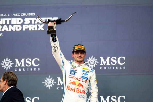 F1 - UNITED STATES GRAND PRIX 2026 VERSTAPPEN Max (nld), Red Bull Racing Ford RB22, portrait podium during the 2026 Formula 1 United States Grand Prix, 18th round of the 2026 Formula One World Championship, WM, Weltmeisterschaft from October 23 to 25, 2026 on the Circuit of the America, in Austin, Texas, United States of America - AustinUnited States  Copyright: xALBERTOxVIMERCATIx