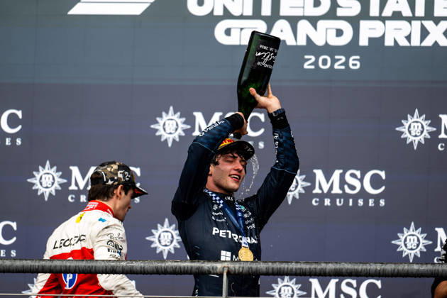 F1 - UNITED STATES GRAND PRIX 2026 KIMI ANTONELLI Andrea (ita), Mercedes AMG F1 Team W16, portrait podium during the 2026 Formula 1 United States Grand Prix, 18th round of the 2026 Formula One World Championship, WM, Weltmeisterschaft from October 23 to 25, 2026 on the Circuit of the America, in Austin, Texas, United States of America - AustinUnited States  Copyright: xALBERTOxVIMERCATIx