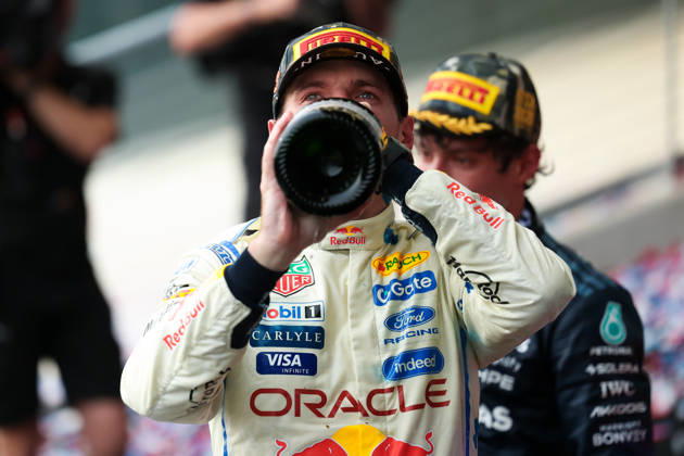 F1 - UNITED STATES GRAND PRIX 2026 VERSTAPPEN Max (nld), Red Bull Racing Ford RB22, portrait podium during the 2026 Formula 1 United States Grand Prix, 18th round of the 2026 Formula One World Championship, WM, Weltmeisterschaft from October 23 to 25, 2026 on the Circuit of the America, in Austin, Texas, United States of America - AustinUnited States  Copyright: xEricxAlonsox