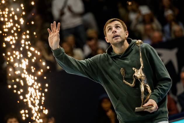 Tallon Griekspoor of the Netherlands celebrates after winning the European Open ATP, Tennis Herren tennis tournament in Brussels, on Sunday 25 October 2026. This year s edition of the tournament is taking place from 17 to 25 October JASPERxJACOBS  x191046115x