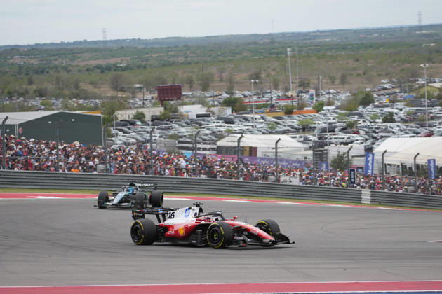 October 25, 2026, Circuit of The Americas, Austin, 2026 FORMULA 1 MSC CRUISES UNITED STATES GRAND PRIX, Charles Leclerc (MCO), Scuderia Ferrari HP, George Russell (GBR), Mercedes AMG Petronas Formula One Team. Photo by Hasan Bratic, DeFodi Images