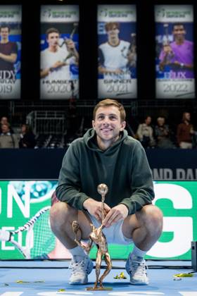 Tallon Griekspoor of the Netherlands celebrates after winning the European Open ATP, Tennis Herren tennis tournament in Brussels, on Sunday 25 October 2026. This year s edition of the tournament is taking place from 17 to 25 October JASPERxJACOBS  x191047285x