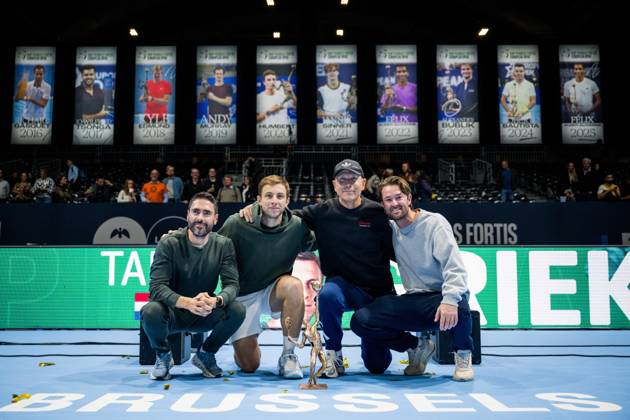 Tallon Griekspoor of the Netherlands celebrates after winning the European Open ATP, Tennis Herren tennis tournament in Brussels, on Sunday 25 October 2026. This year s edition of the tournament is taking place from 17 to 25 October JASPERxJACOBS  x191047299x