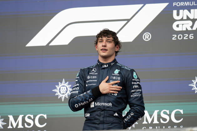 October 25, 2026: Kimi Antonelli (12) with Mercedes-AMG Petronas F1 Team, celebrates first place championship race win at the Formula 1 MSC Cruises United States Grand Prix, Circuit of the Americas. Austin, Texas. CSM Formula One 2026: Formula 1 MSC Cruises United States Grand Prix OCT 25  - ZUMAc04_ 20261025_faf_c04_017 Copyright: xMarioxCantux