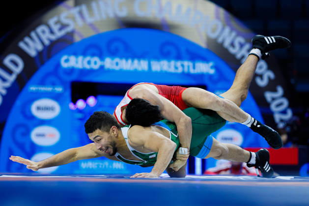 Senior World Championships, 63 kg Greco-Roman: Kerem Kamal (TUR) defeated Abdeldjebar Djebbari (ALG) Copyright: xKostadinxAndonovx