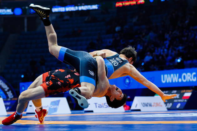 Senior World Championships, 63 kg Greco-Roman: Ozodbek Khalimboev (UZB) def. Pridon Abuladze (GEO) Copyright: xKostadinxAndonovx