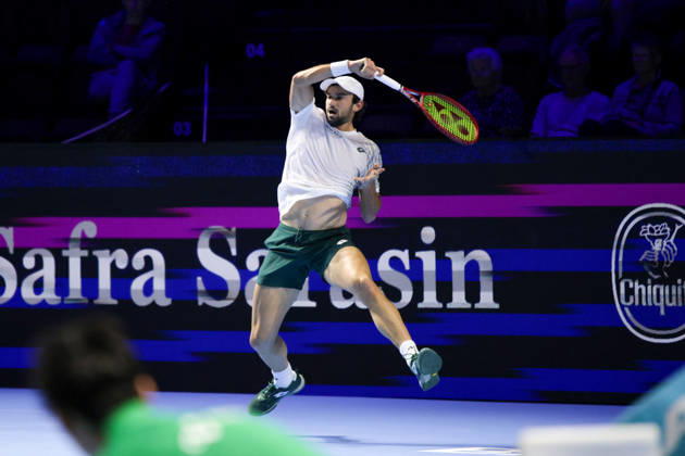 RECORD DATE NOT STATED 26th October 2026; St. Jakobshalle, Basel, Switzerland; ATP, Tennis Herren Tennis, Swiss Indoors Basel, Day 3; first round match; Valentin Vacherot of Monaco plays a forehand AnthonyxBenoit