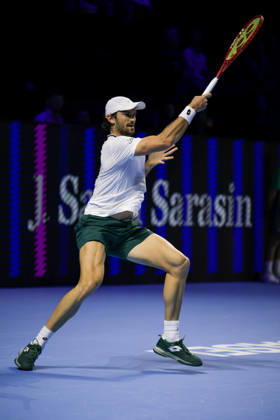 RECORD DATE NOT STATED 26th October 2026; St. Jakobshalle, Basel, Switzerland; ATP, Tennis Herren Tennis, Swiss Indoors Basel, Day 3; first round match; Valentin Vacherot of Monaco plays a forehand AnthonyxBenoit