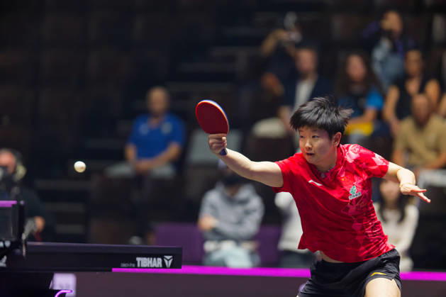 Sun Yingsha en action au WTT Champions Montpellier Benjamin ELKAIM MAXPPP - Montpellier 27 10 2026 Tennis de table - WTT Champions Montpellier 2026, 32eme de finale du simple dames, le 27 octobre 2026 a la Sud de France Arena de Montpellier. Sun Yingsha, joueuse chinoise classee 2e mondiale, en action avec sa raquette tendue vers la balle et son bras libre etendu sur le cote, lors de sa rencontre contre -camillelutz, joueuse francaise classee 112e mondiale. Sun Yingsha s impose 3-0. WTT Champions Montpellier, France, on oct 27th 2026 Montpellier FRANCE  Copyright: xMAXPPPxBenjaminxELKAIMx ELK202610276510 ELK202610276510