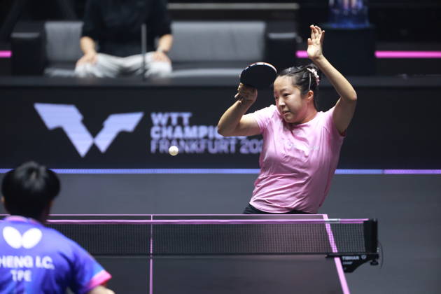 2026 WTT Champions Montpellier : Day 1 Shin Yubin of South Korea competes against Cheng I-Ching of Chinese Taipei during the Women s Singles round of 32 match on day one of the WTT Champions Montpellier 2026 at Sud de France ARENA in Montpellier, France, on October 27, 2026. Montpellier France  Copyright: xRemyxGrosx originalFilename:gros-notitle261027_npb0Z.jpg